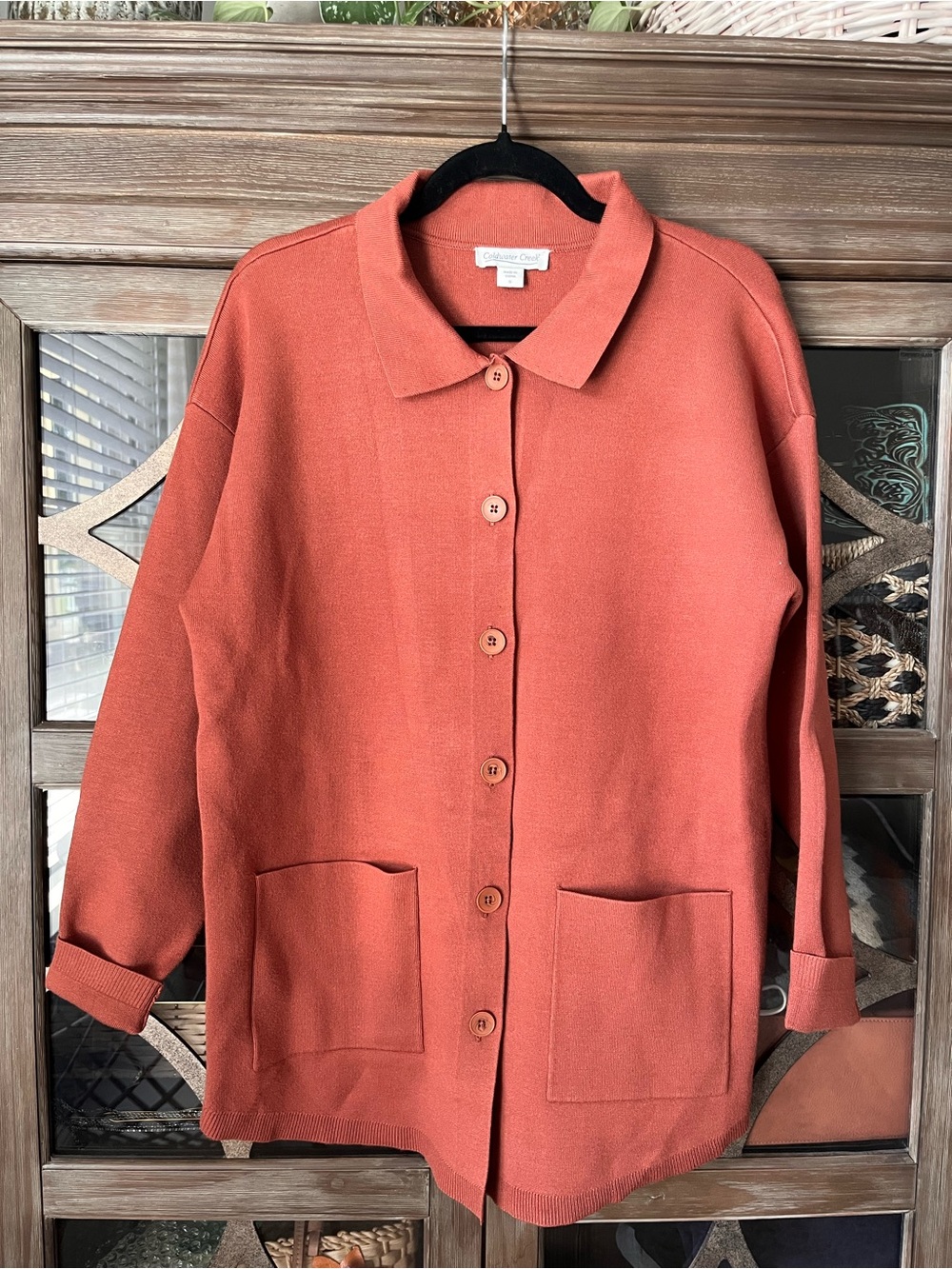 Coldwater Creek NWOT Rust Button-Front Knit Jacket